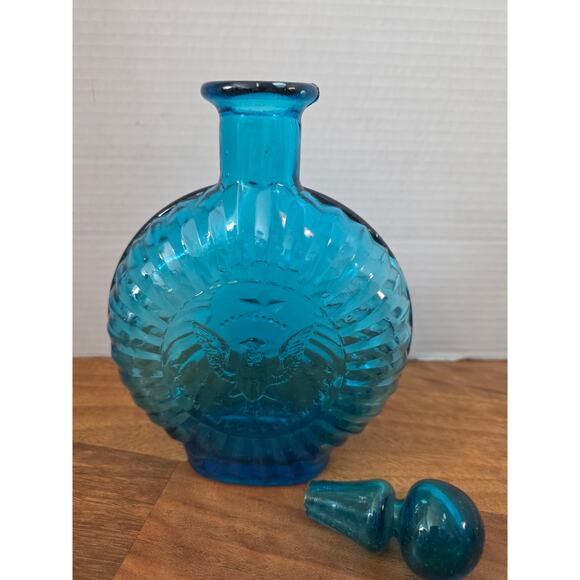 Vtg. Patriotic Decorative Blue Bottle Eagle Star 9 1/2" - Picture 2 of 6